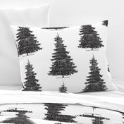 Forest Birch Tree in Textured Linen Black