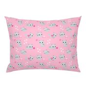 Cute Retro Kitties - Pink & Grey