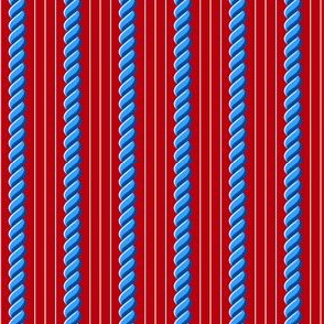 Blue Cablestripe (on Red)