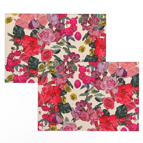 Antique Roses Floral Print on Off White