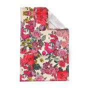 Antique Roses Floral Print on Off White