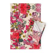 Antique Roses Floral Print on Off White