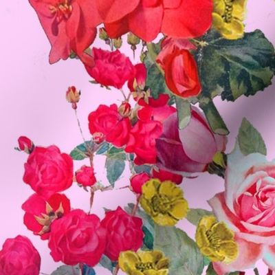 Vintage Inspired Floral Print on Pink