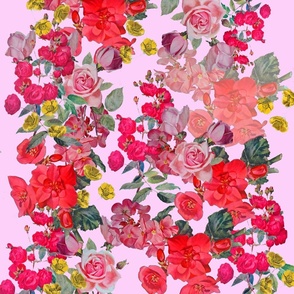 Vintage Inspired Floral Print on Pink