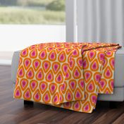 Pink and Orange Ikat Drops on Linen