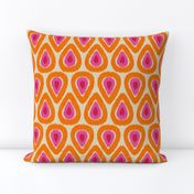 Pink and Orange Ikat Drops on Linen