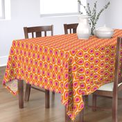 Pink and Orange Ikat Drops on Linen