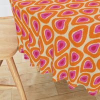 Pink and Orange Ikat Drops on Linen