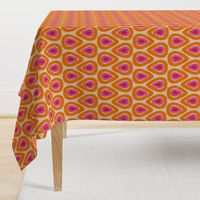 Pink and Orange Ikat Drops on Linen