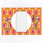 Pink and Orange Ikat Drops on Linen