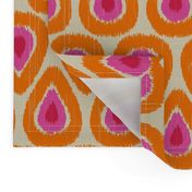 Pink and Orange Ikat Drops on Linen