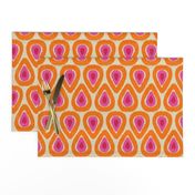 Pink and Orange Ikat Drops on Linen