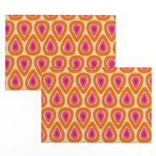 Pink and Orange Ikat Drops on Linen