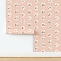 Bunnies in Love, Retro Peach Polka Dot Flower