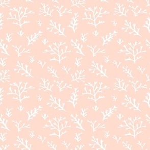 Seaweed Branches White on Soft Peach