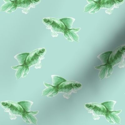 Green Fish on Pale Seafoam