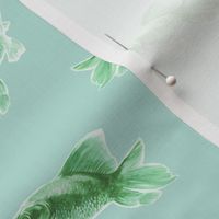 Green Fish on Pale Seafoam