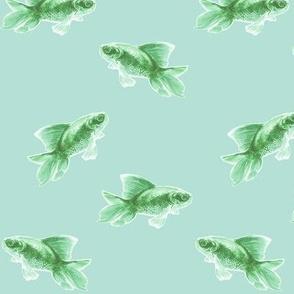 Green Fish on Pale Seafoam