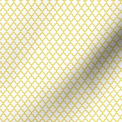 quatrefoil mustard yellow on white - small