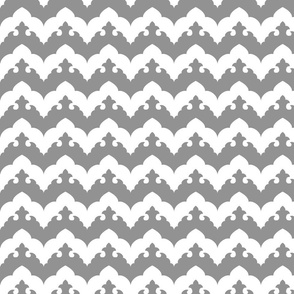 India Scalloped Chevron- Grey and White