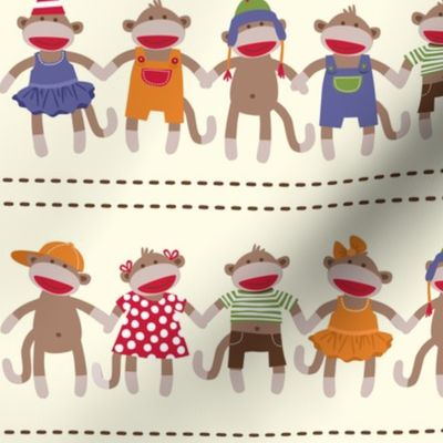 Sock Monkey Manners border stripe