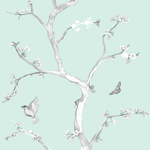 Jenny Modern cherry blossoms on mint