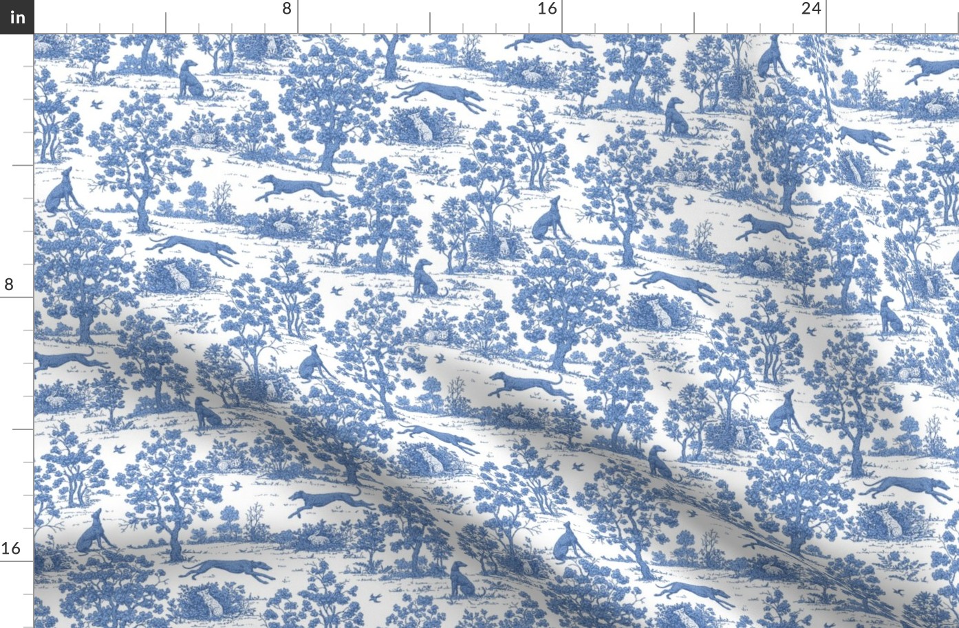 Soft Blue Greyhound Toile