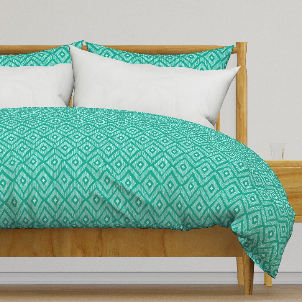 Ikat teal & white