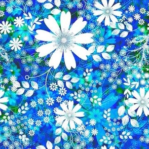 Meadow floral on Sapphire blue