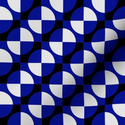 Harlequin circles and squares in blue