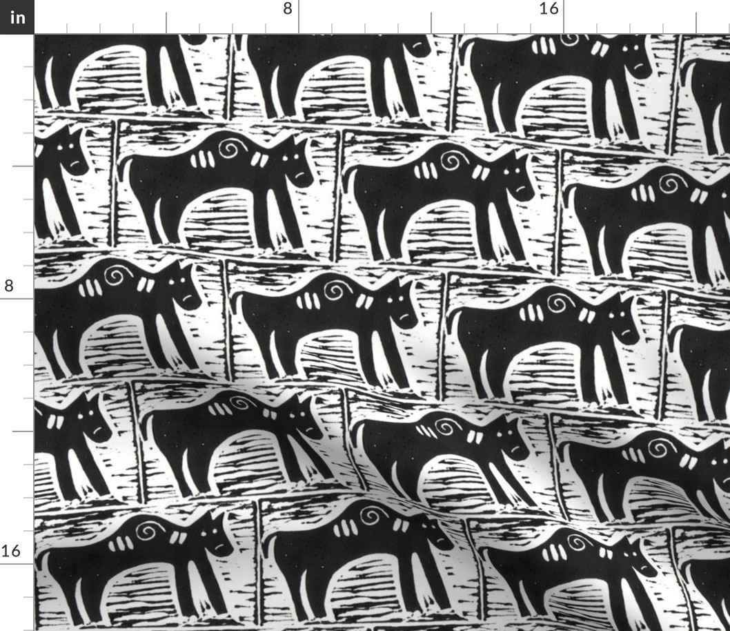 Cow Block Print