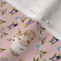 Bunnies in Love, Dusty Pink Floral