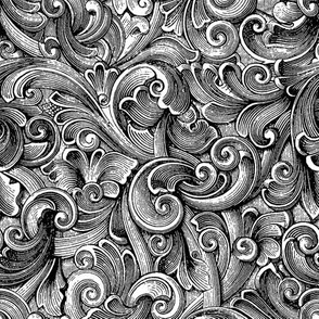 Engraved Swirls 3 Black-White