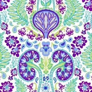 Kidney Damask Purple/Teal