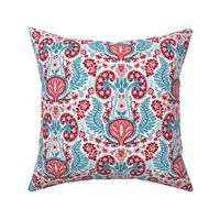 Kidney Damask Red/Teal