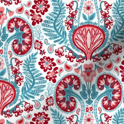 Kidney Damask Red/Teal