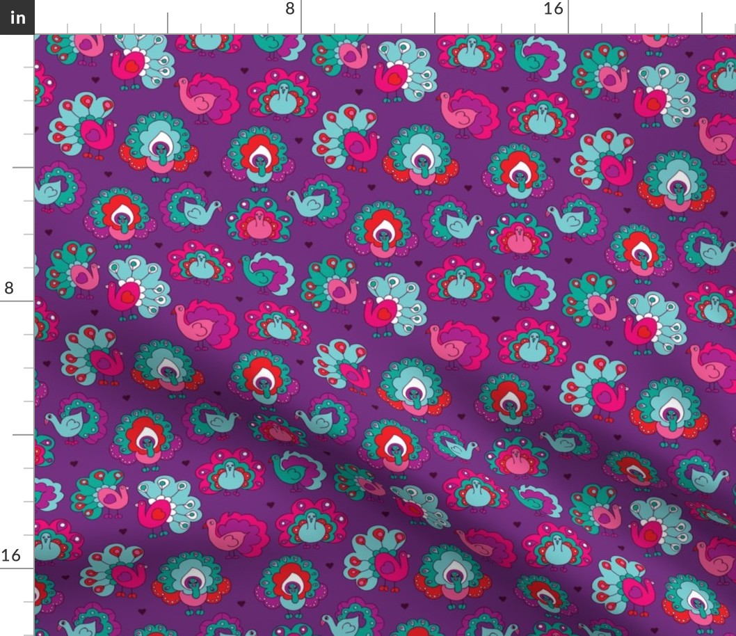 Purple india peacock birds illustration pattern 