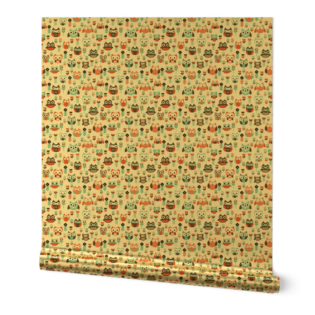 Mint and orange owl illustration  mint coral gender neutrals