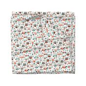 Mint and orange owl illustration  mint coral gender neutrals