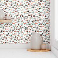 Mint and orange owl illustration  mint coral gender neutrals