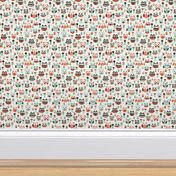 Mint and orange owl illustration  mint coral gender neutrals