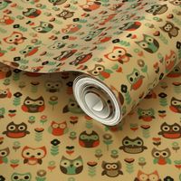 Mint and orange owl illustration  mint coral gender neutrals