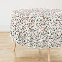 Mint and orange owl illustration  mint coral gender neutrals