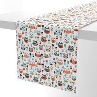 Mint and orange owl illustration  mint coral gender neutrals