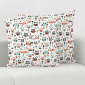 Mint and orange owl illustration  mint coral gender neutrals