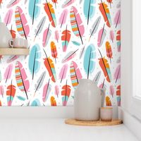 Geometric feathers and aztec details illustration pattern