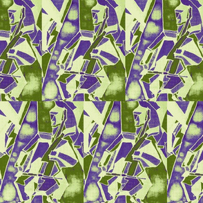 Art Deco cello quartet in moss and purple
