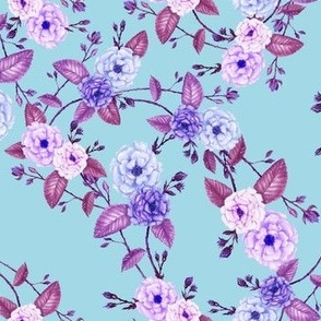 Rose Lilac on Bright Blue