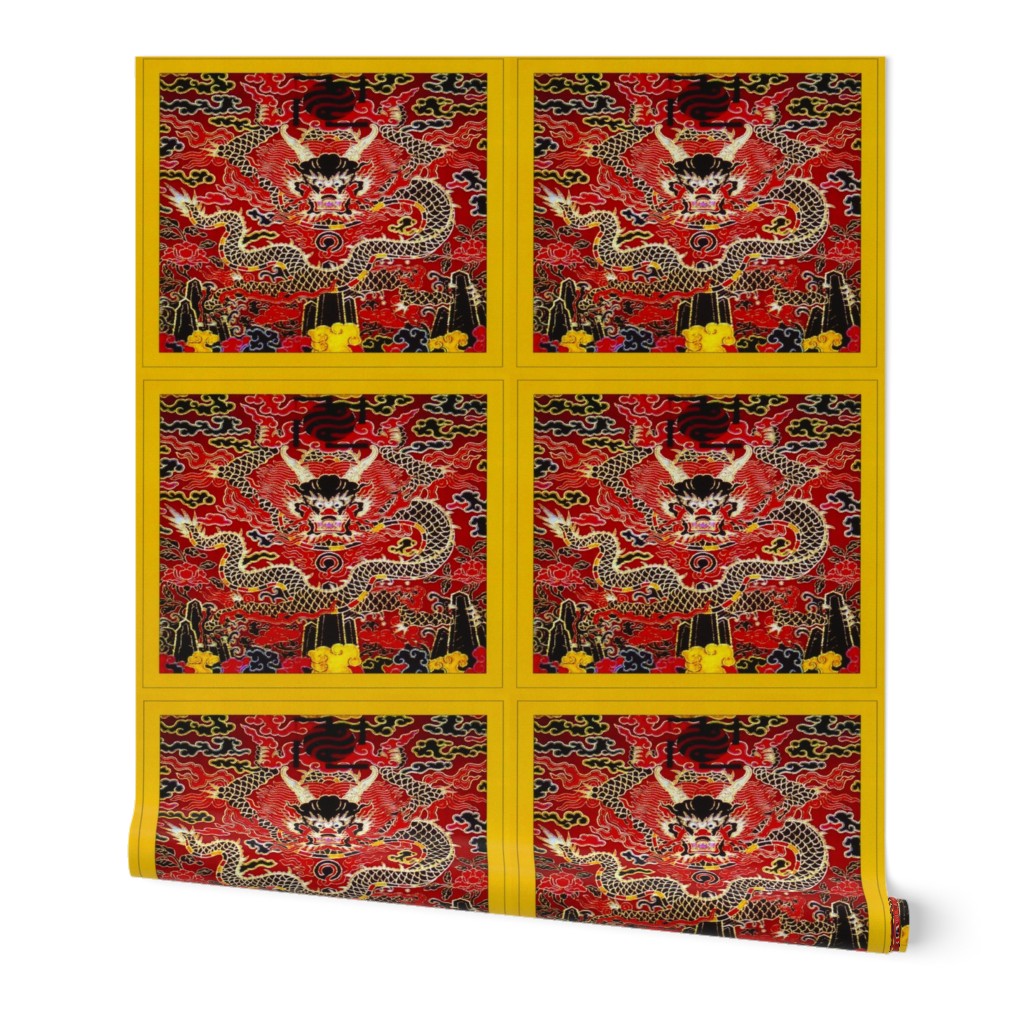 royal red novelty thrones embroidery asian japanese china chinese oriental cheongsam kimono dragon peony flowers clouds mountains imperial chinoiserie kings queens museum traditional rank regal korean kabuki geisha yuan ming qing dynasty tapestry vintage 