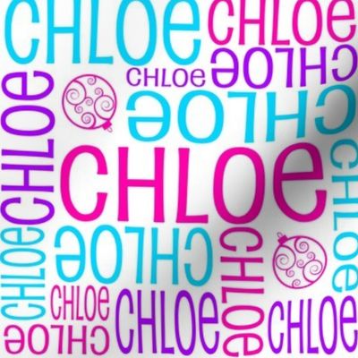 Personalised Name Fabric - Christmas Bauble Pink Purple Aqua